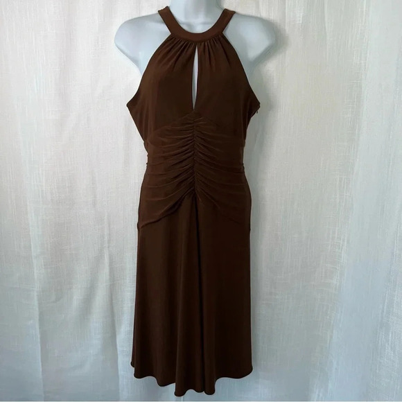 Y2k Nine‎ West Dress Brown Fit And Flare Keyhole Cutout Bodice Size 4 - Picture 1 of 8